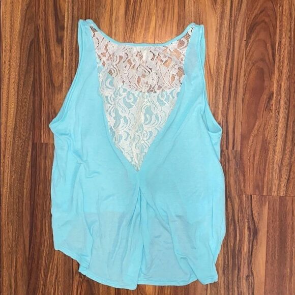 4 for $50 🎃 Delia*s High-Low Tank Lace Back Blue Women's Size Small - Picture 3 of 5
